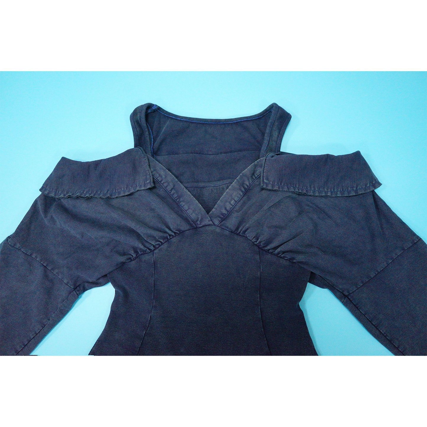 CM.YAYA Fashion Women Knit Ribbed Long Sleeve Moto Biker Jumpsuits Strap Autumn Washed Streetwear Slim One Piece Suit Romper