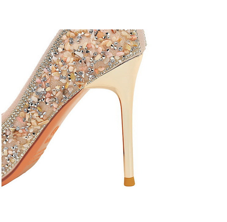 Rhinestone Pointed Toe Stiletto High Heel Pumps for Women