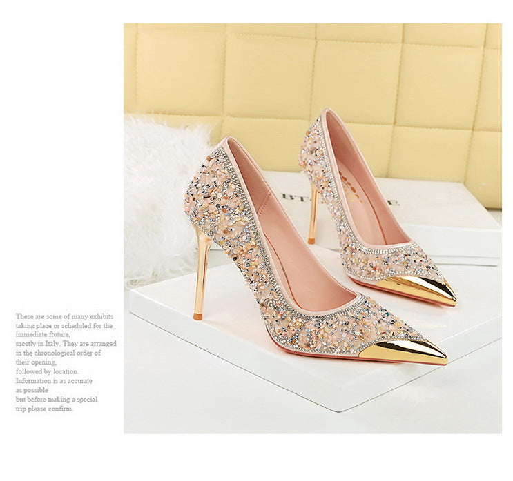 Rhinestone Pointed Toe Stiletto High Heel Pumps for Women