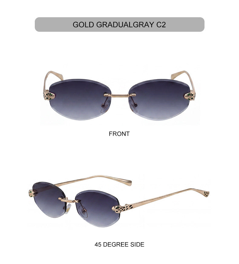 Gold Rimless Hexagon Sunglasses