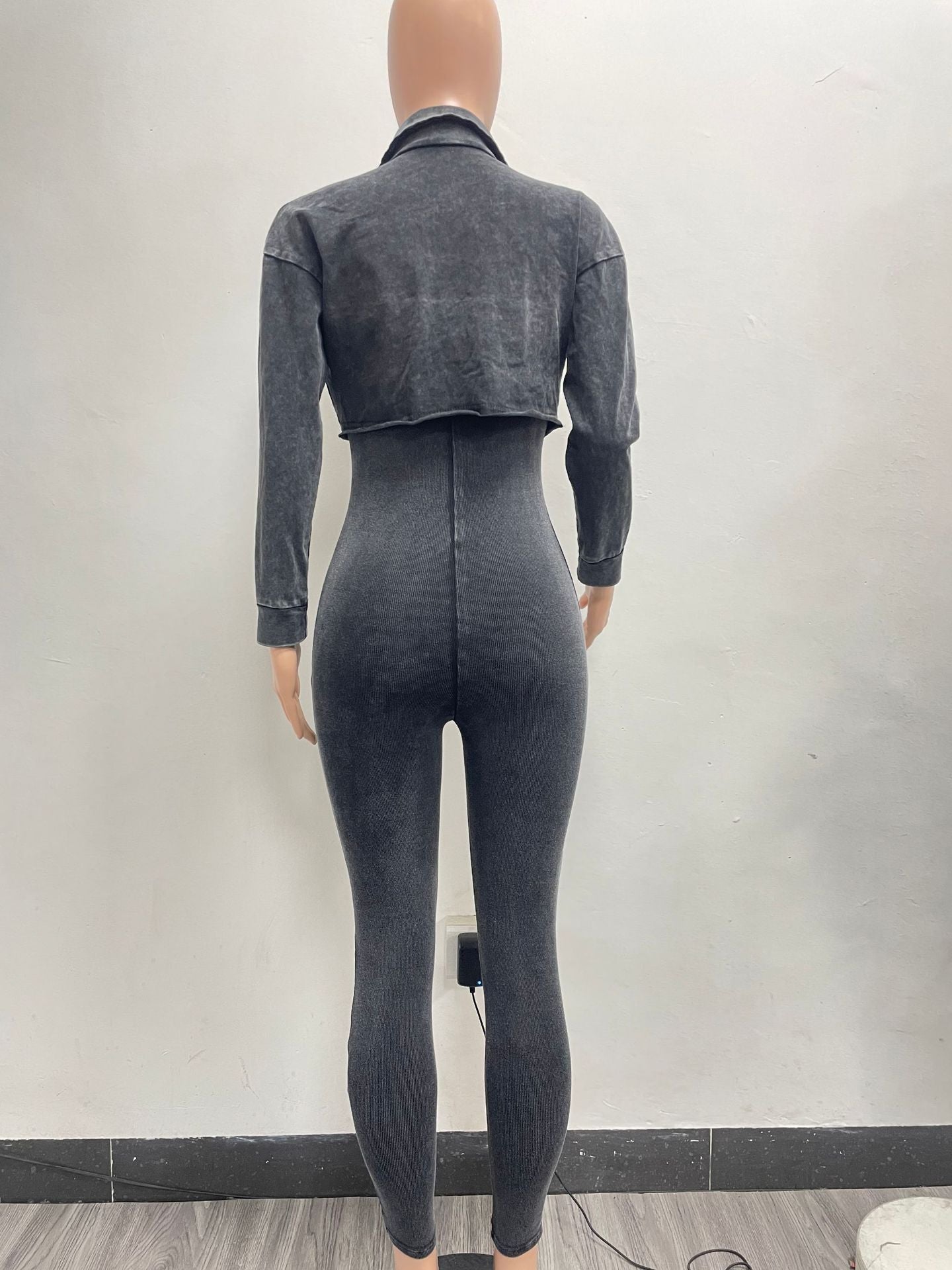 Washed Fabric Two Piece Knit Set