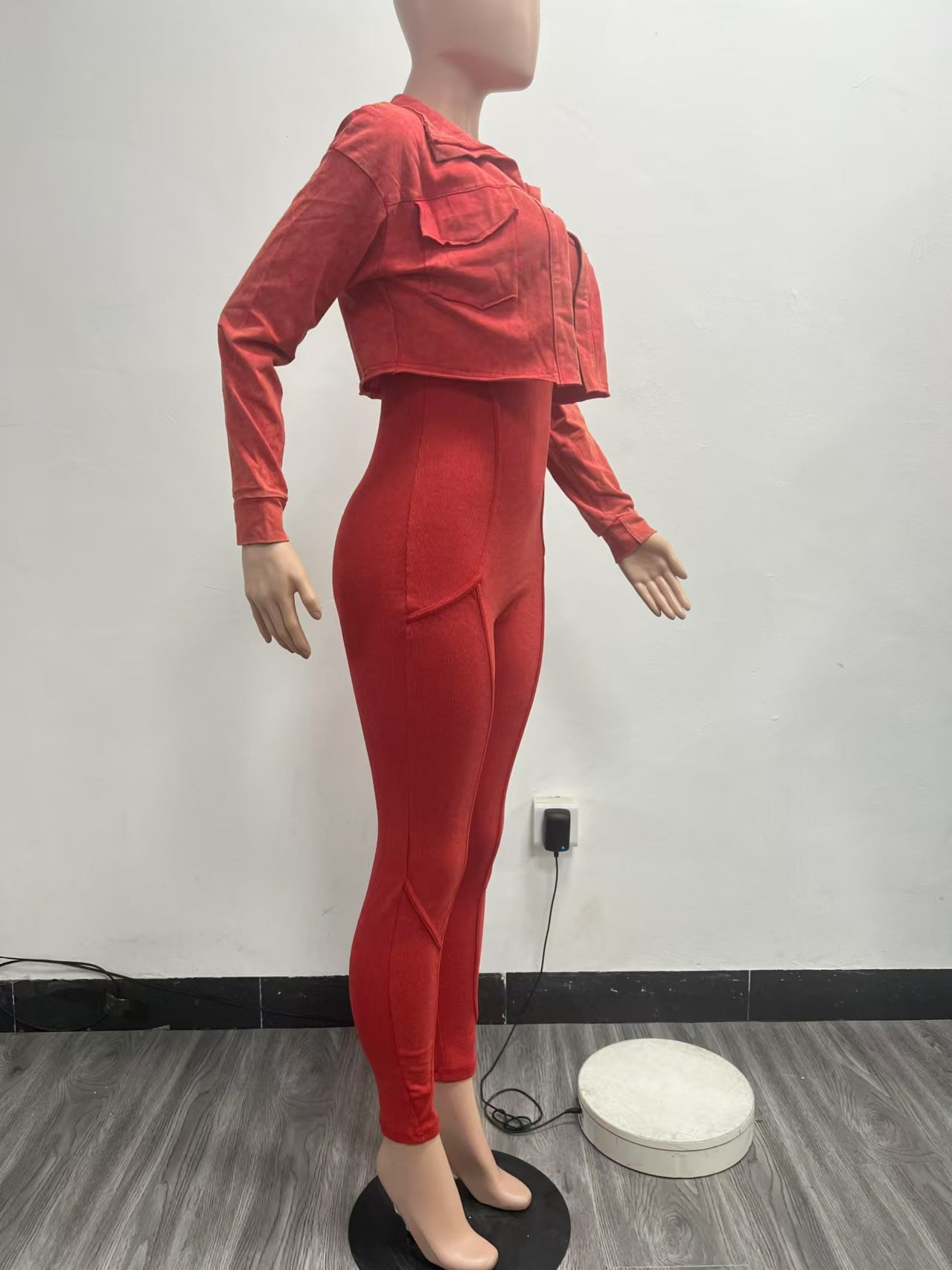 Washed Fabric Two Piece Knit Set