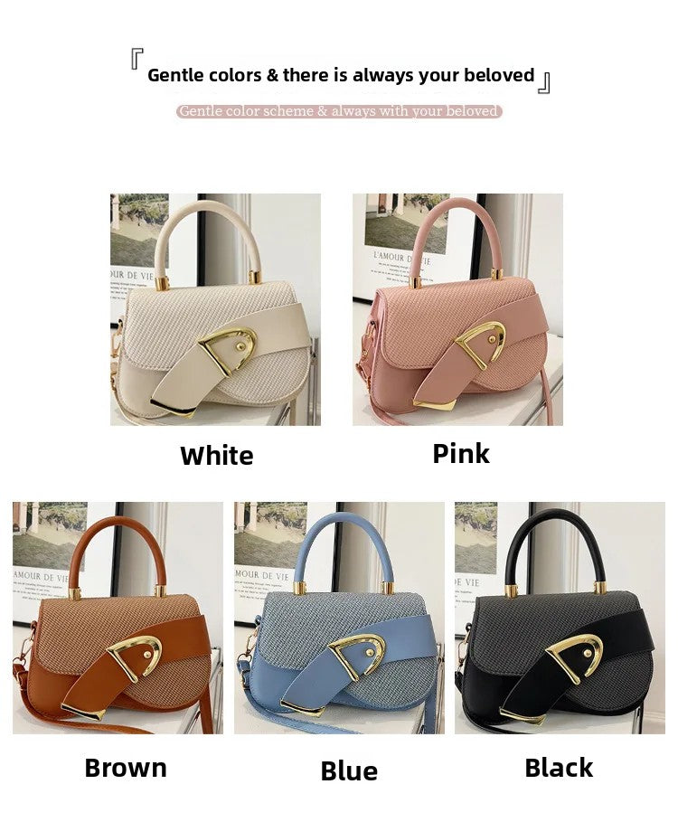 Women's Elegant Minimalist Shoulder Bag Golden-Tone Hardware Adjustable Strap Formal Purse Durable Handbag Fashionable Tote