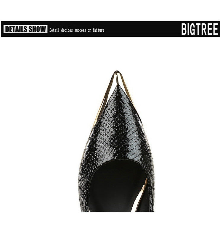 Sequin Snake Pattern Pointed Toe Kitten Heel Pumps for Women