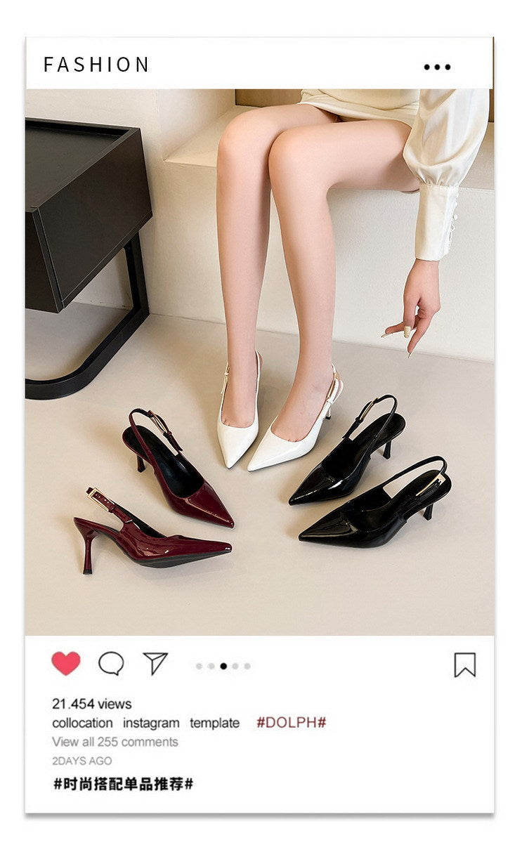 Patent Leather Buckle Strap High Heel Pumps for Women