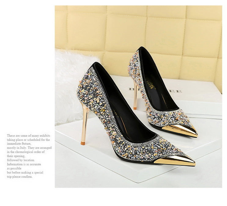 Rhinestone Pointed Toe Stiletto High Heel Pumps for Women