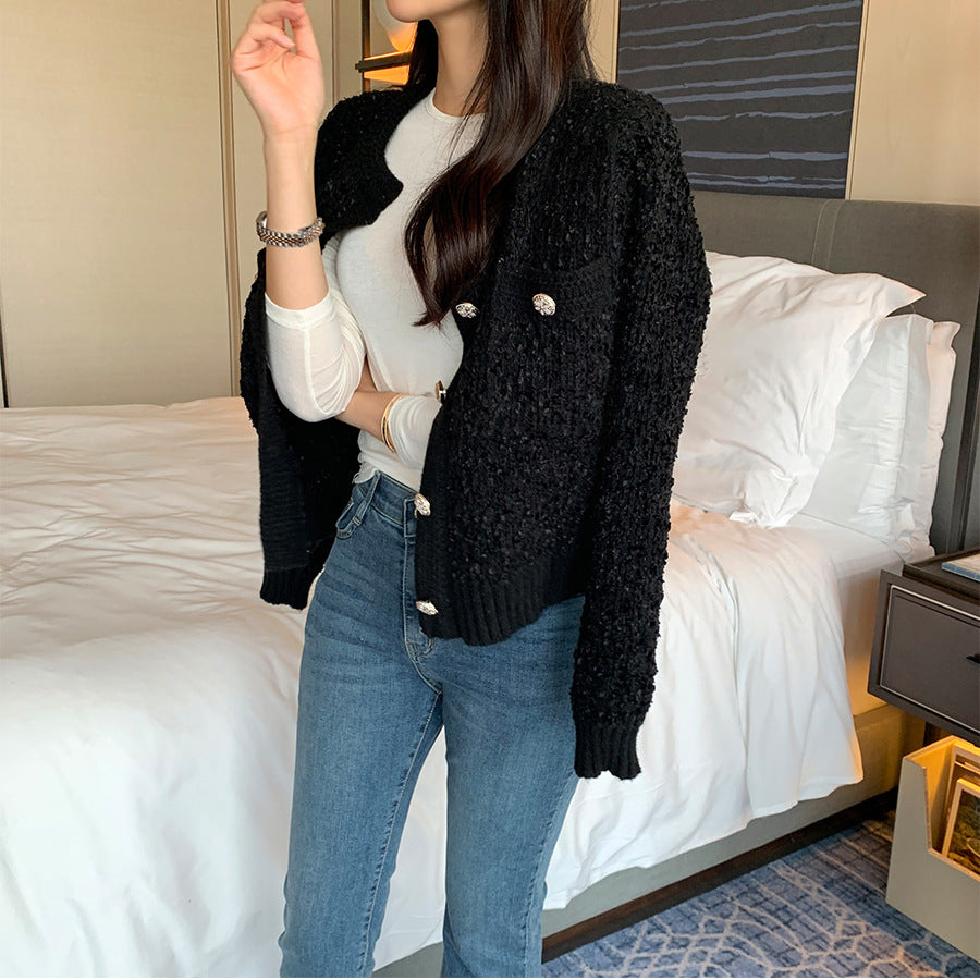 Cozy O Neck Cardigan With Pockets