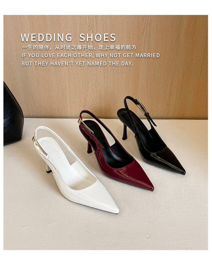 Patent Leather Buckle Strap High Heel Pumps for Women