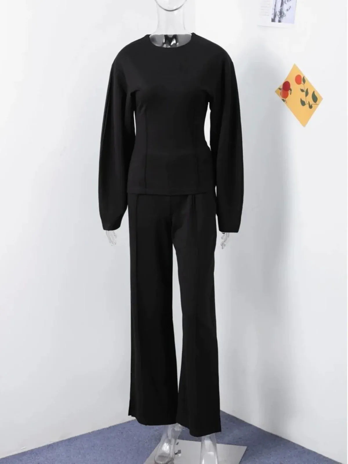 Loose O-neck Top Wide Leg Pants Set Loose O Collar Top Wide Leg Pants Set