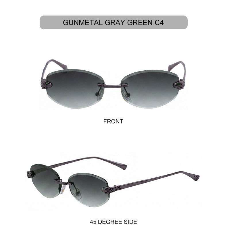 Gold Rimless Hexagon Sunglasses