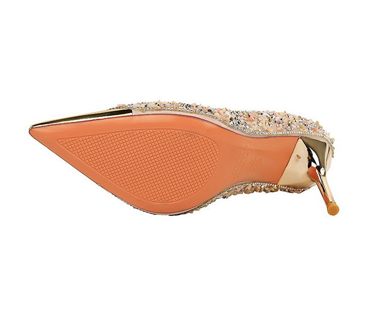 Rhinestone Pointed Toe Stiletto High Heel Pumps for Women