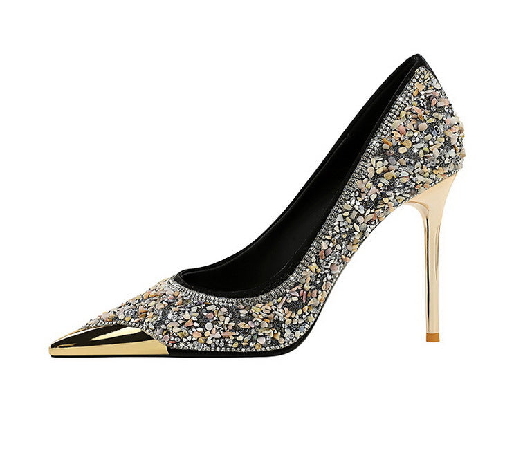 Rhinestone Pointed Toe Stiletto High Heel Pumps for Women