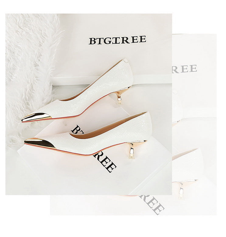 Sequin Snake Pattern Pointed Toe Kitten Heel Pumps for Women