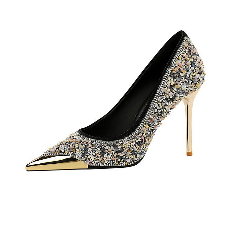 Rhinestone Pointed Toe Stiletto High Heel Pumps for Women