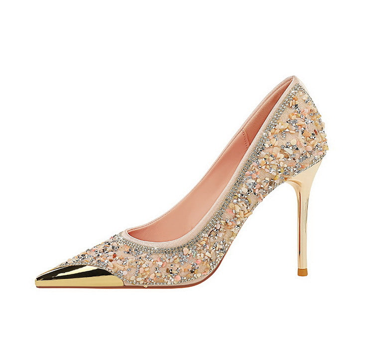 Rhinestone Pointed Toe Stiletto High Heel Pumps for Women