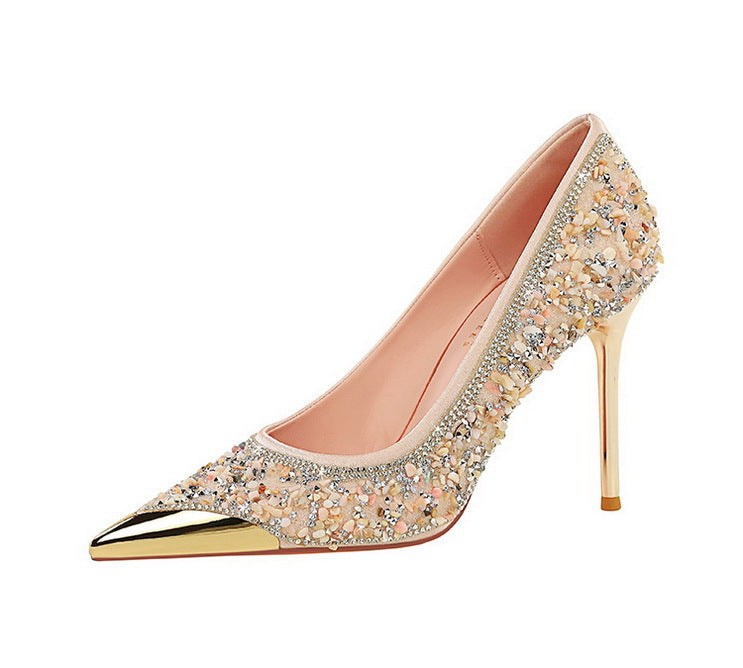 Rhinestone Pointed Toe Stiletto High Heel Pumps for Women