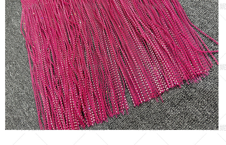 Women's Clothes High Waist Skirt Winter 2025 Early Autumn New Socialite Light Luxury Heavy Embroidery Sequins Tassel Midi Skirts