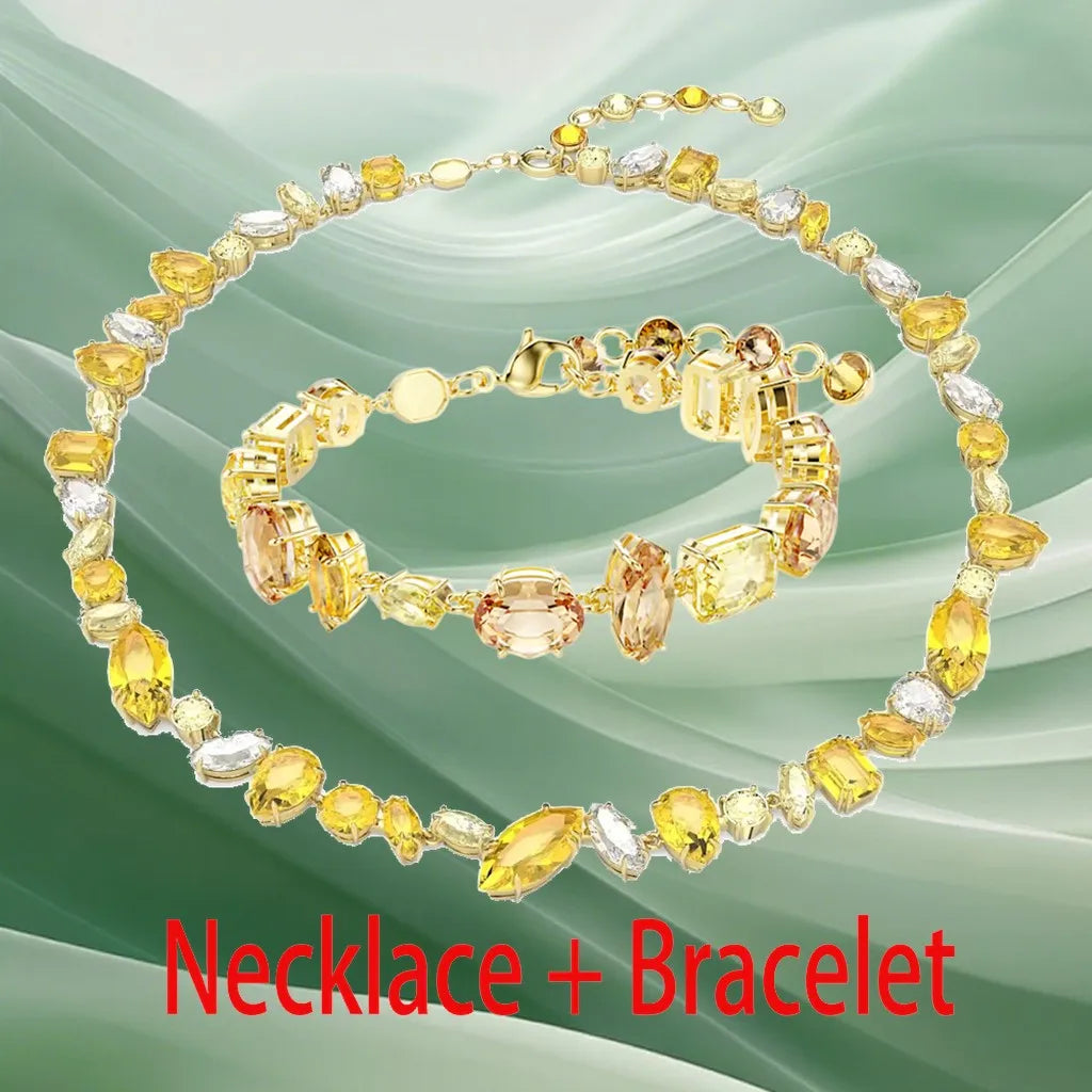 Radiant Mixed-Cut Gold-Plated Crystal Pendant for Women