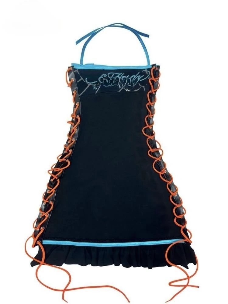 Halter Neck Printed Gothic Bandage Dress for Women