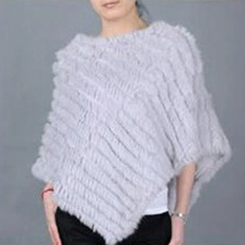 Rabbit Fur Knit Shawl Coat