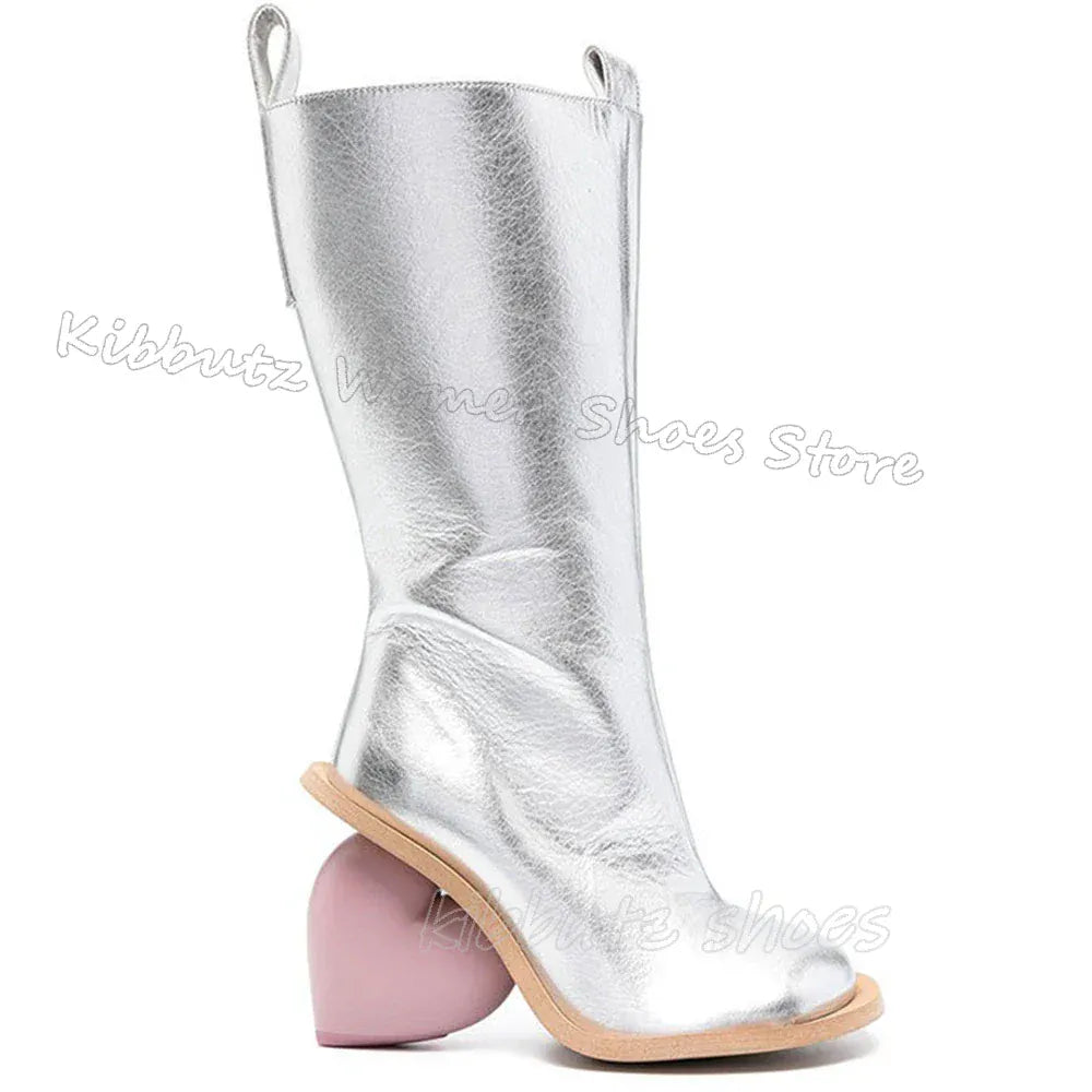 Heart Shaped Heels Knee High Boots