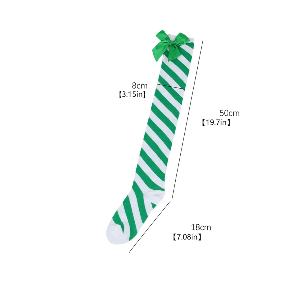 Red And Green Striped Christmas Stockings With Bows for Women