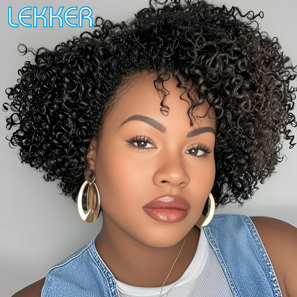 Glueless Short Curly Pixie Lace Bob Hair Wig for Women