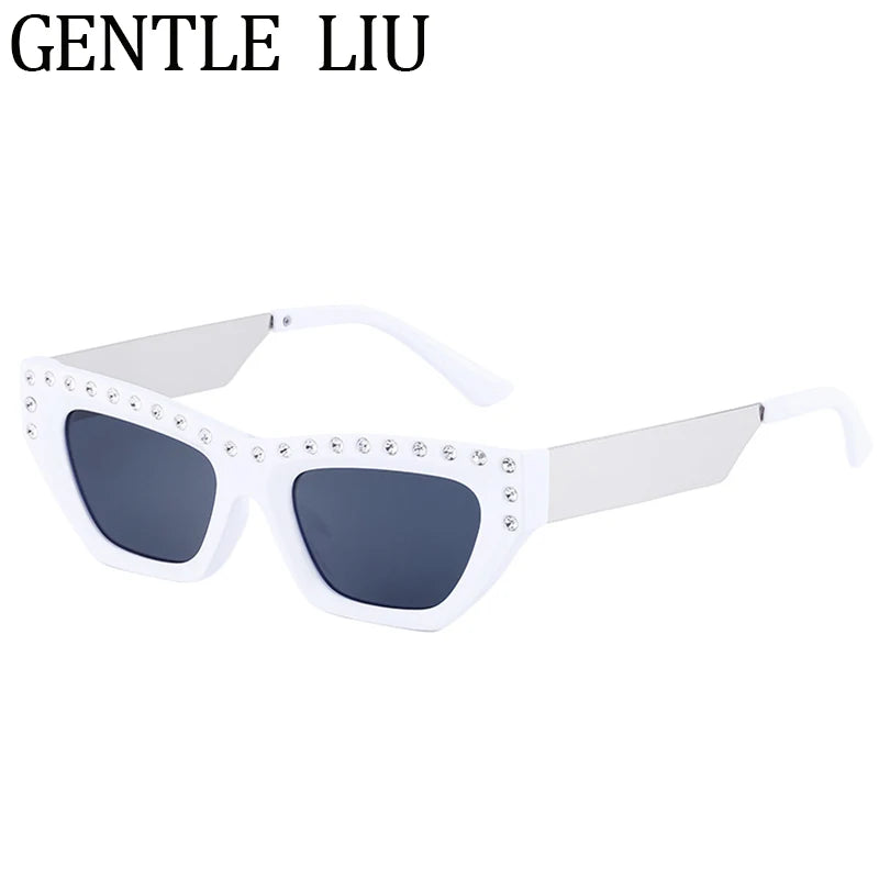 Rhinestone Cat Eye Rectangle Sunglasses
