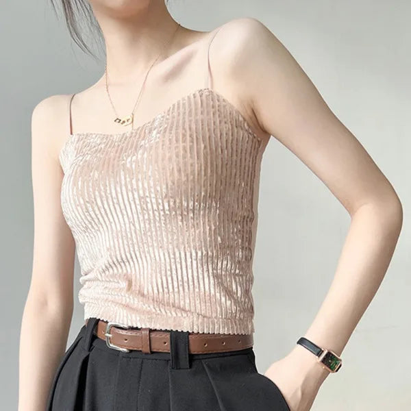 Knit Crop Tops for Women Sleeveless Sexy Vests New Spring Summer 2025 Backless Off Shoulder with Bra Pad Slim Casual Tank Camis