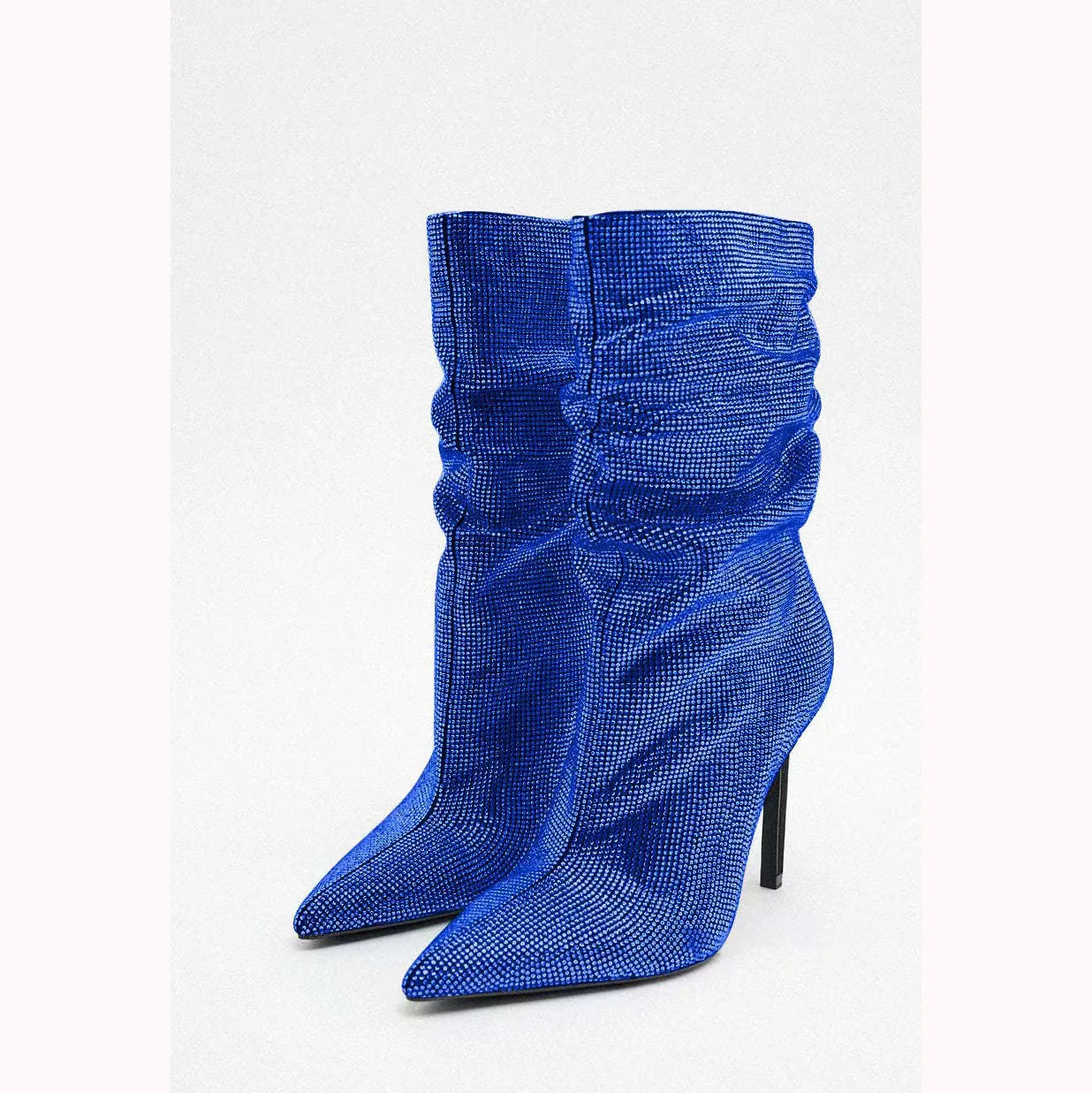 Rhinestone Embellished Pointed Toe Stiletto Boots For Women