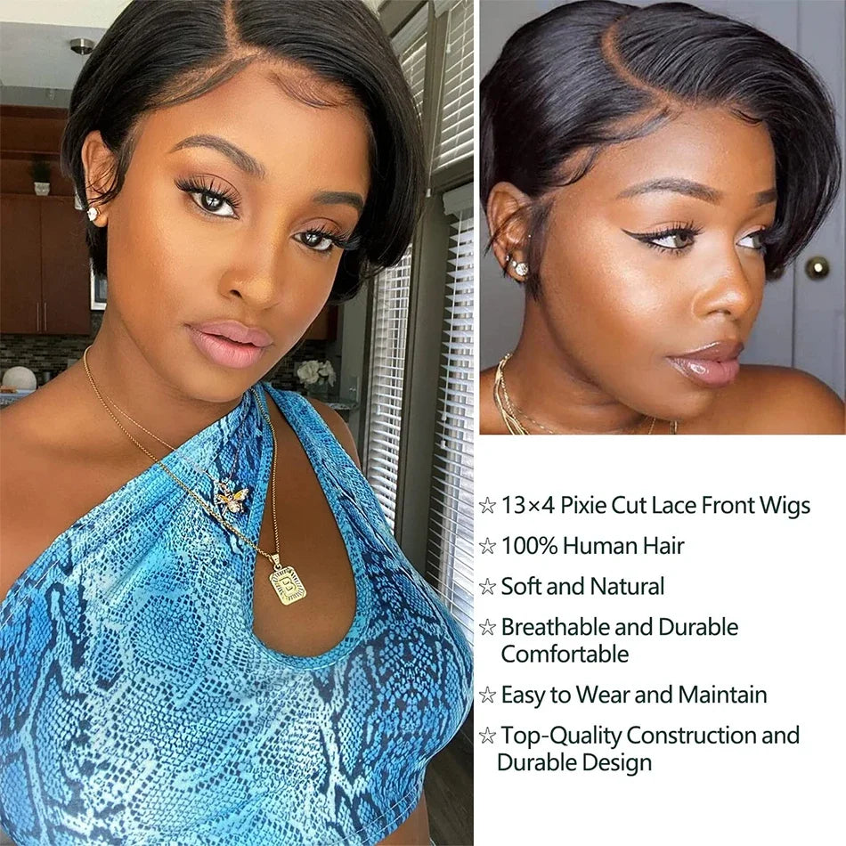 Straight Side Part Lace Front Pixie Bob Wig for Women