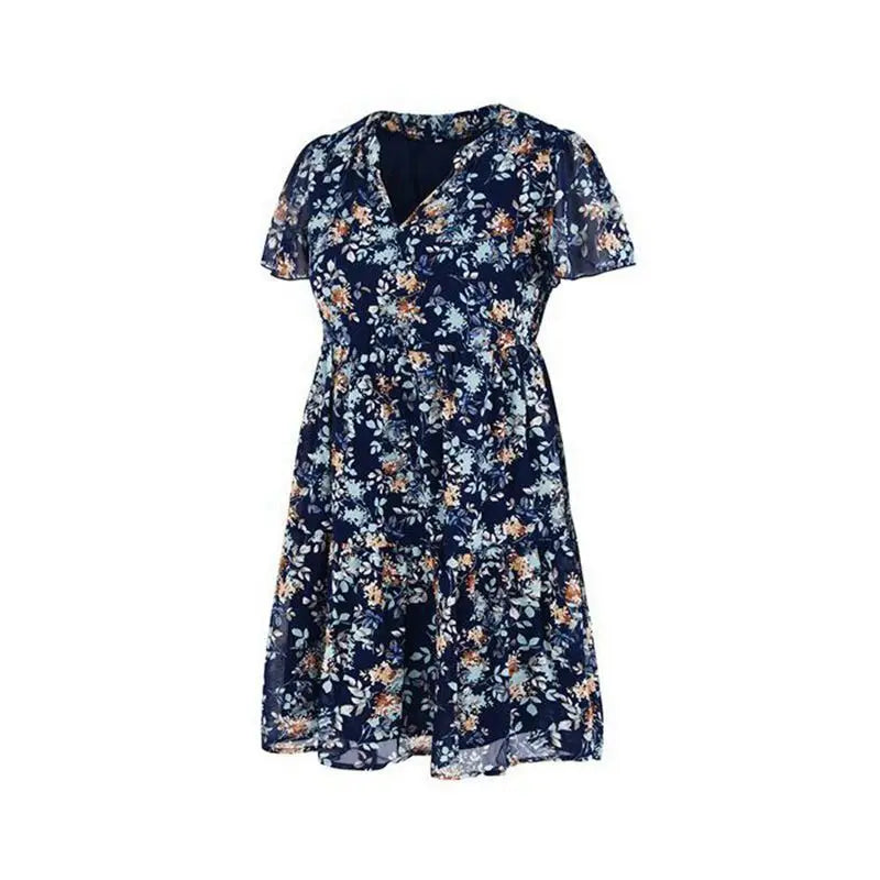 Casual Round Neck Floral Print Pullover Dress For Women