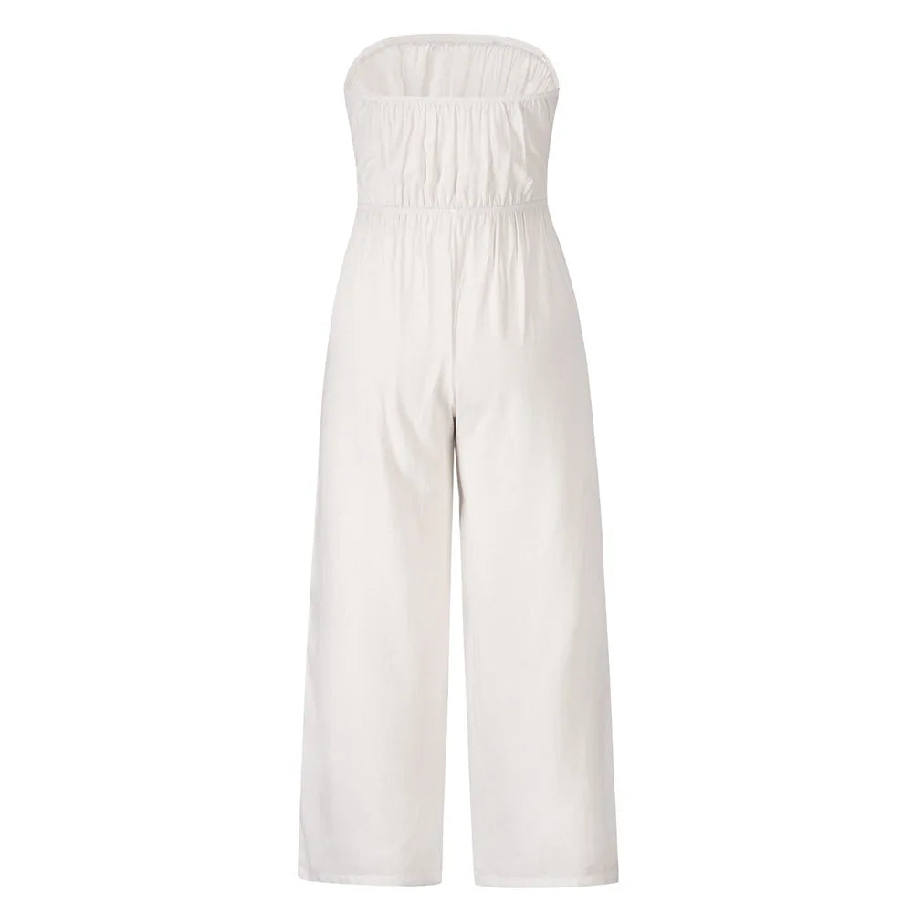 Casual Backless Slim Suspenders Straight Jumpsuit for Women