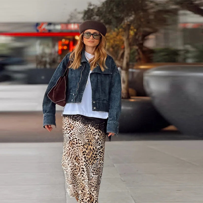Oversized Street Style Denim Jacket with Pockets for Women