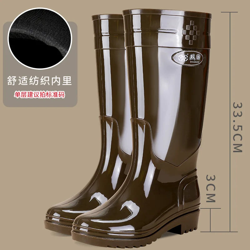 Bright Green Knee High Rain Boots With Antislip Sole for Women