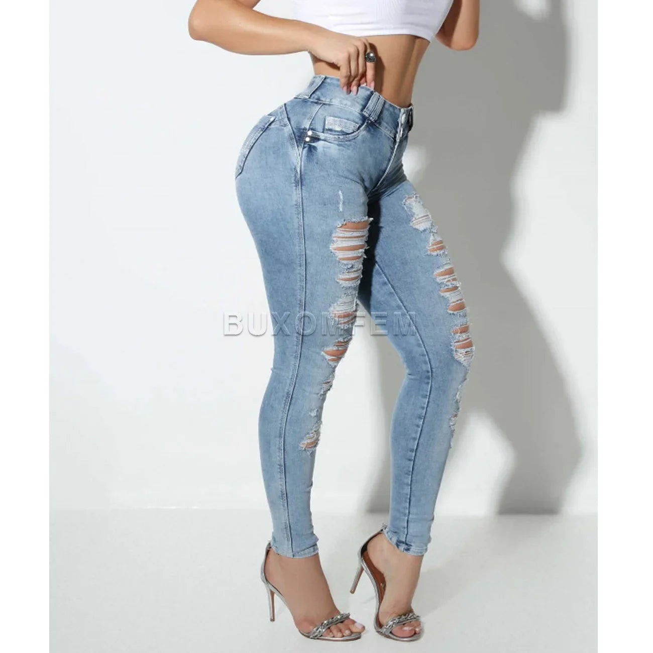 Loose Fit Baggy Wide Leg Denim Jeans Full Length for Women