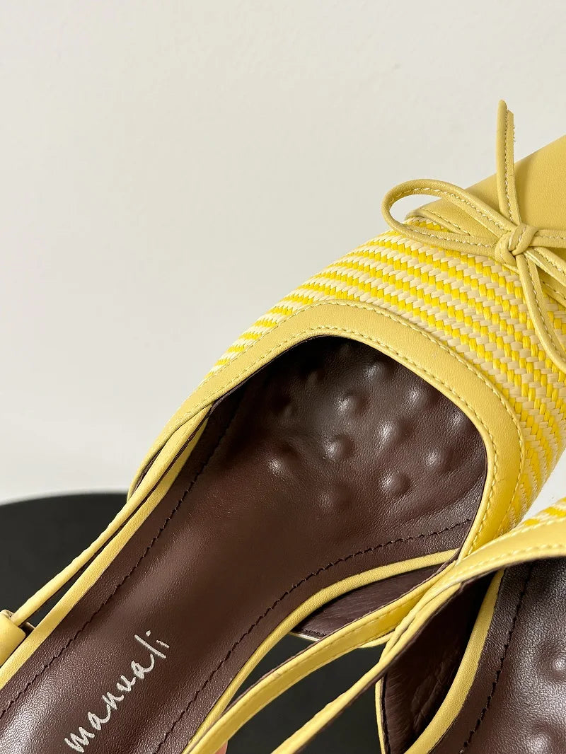 Elegant Bowtie Weave Sandals With Buckle for Women