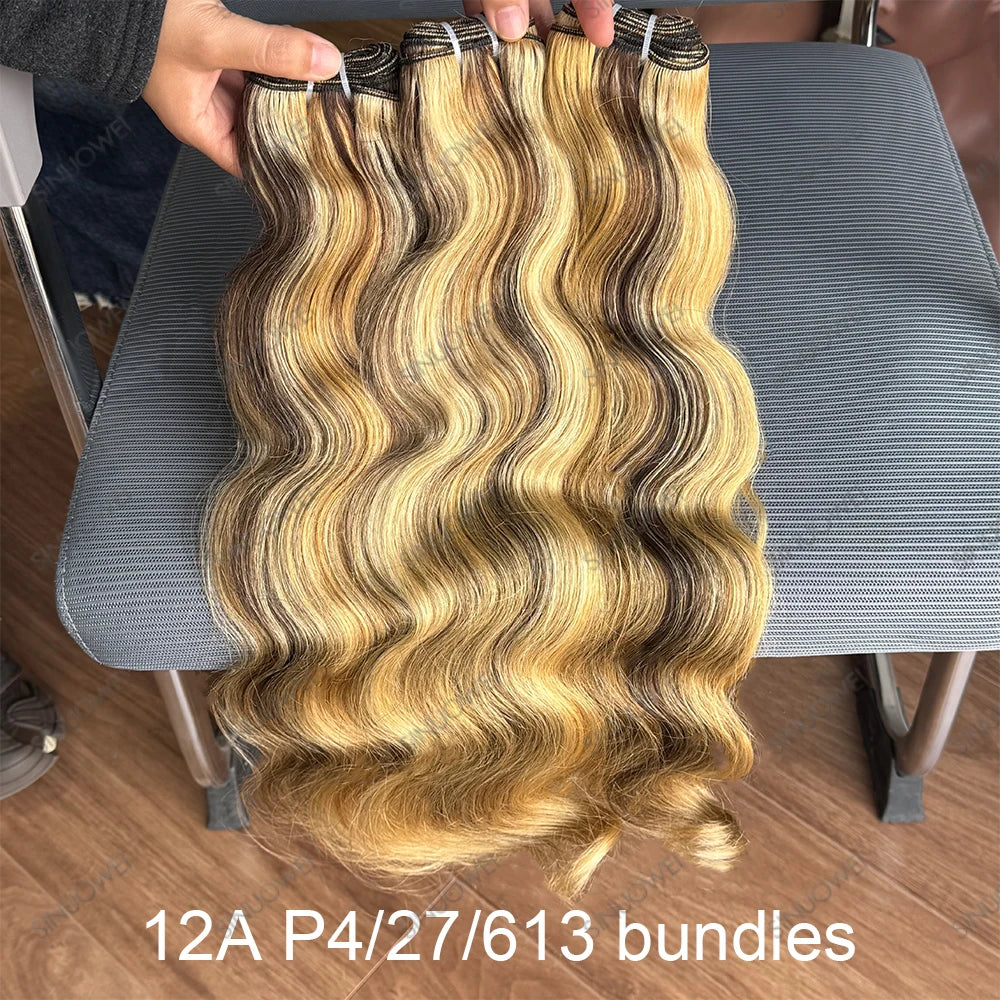 Honey Blonde Highlight Body Wave Hair Bundles for Women