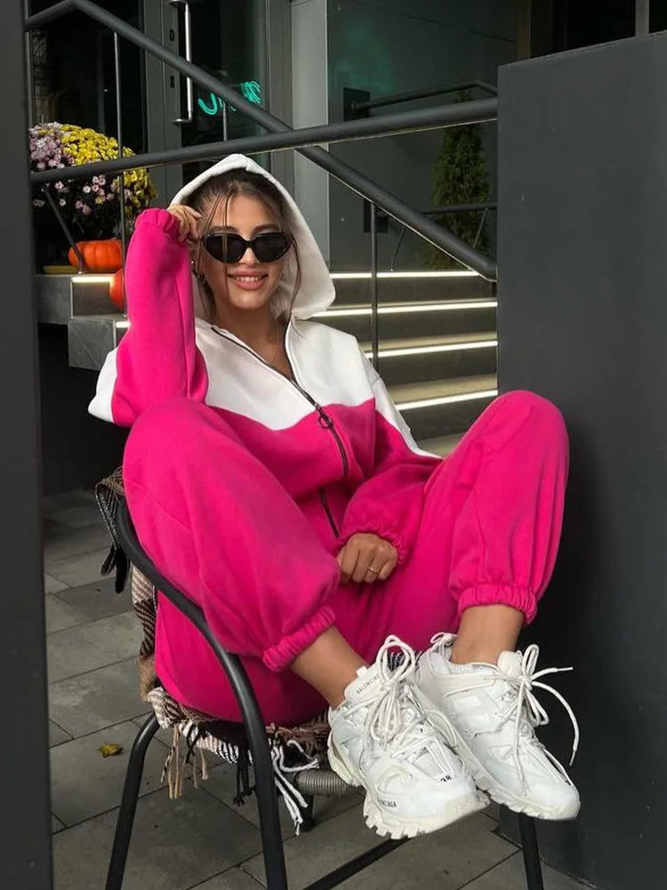 Contrast Color Patchwork Sports Jumpsuit for Women