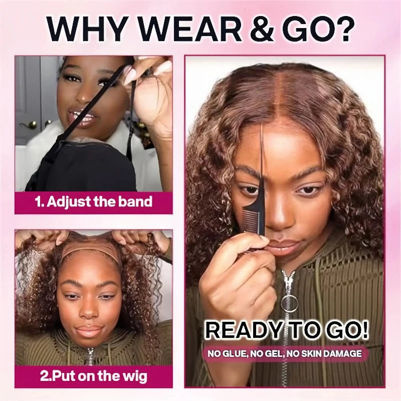 Ombre Deep Wave Bob Human Hair Lace Front Wig for Women