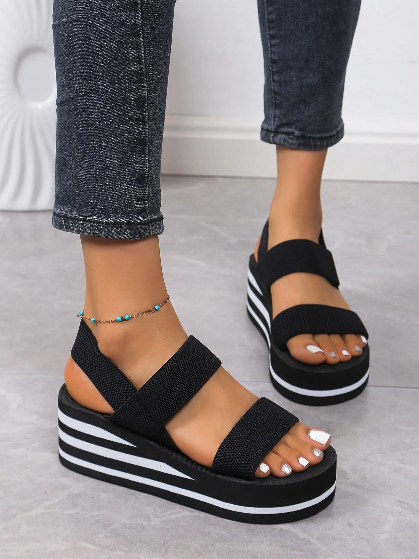 Thick Bottom Slingback Wedge Sandals