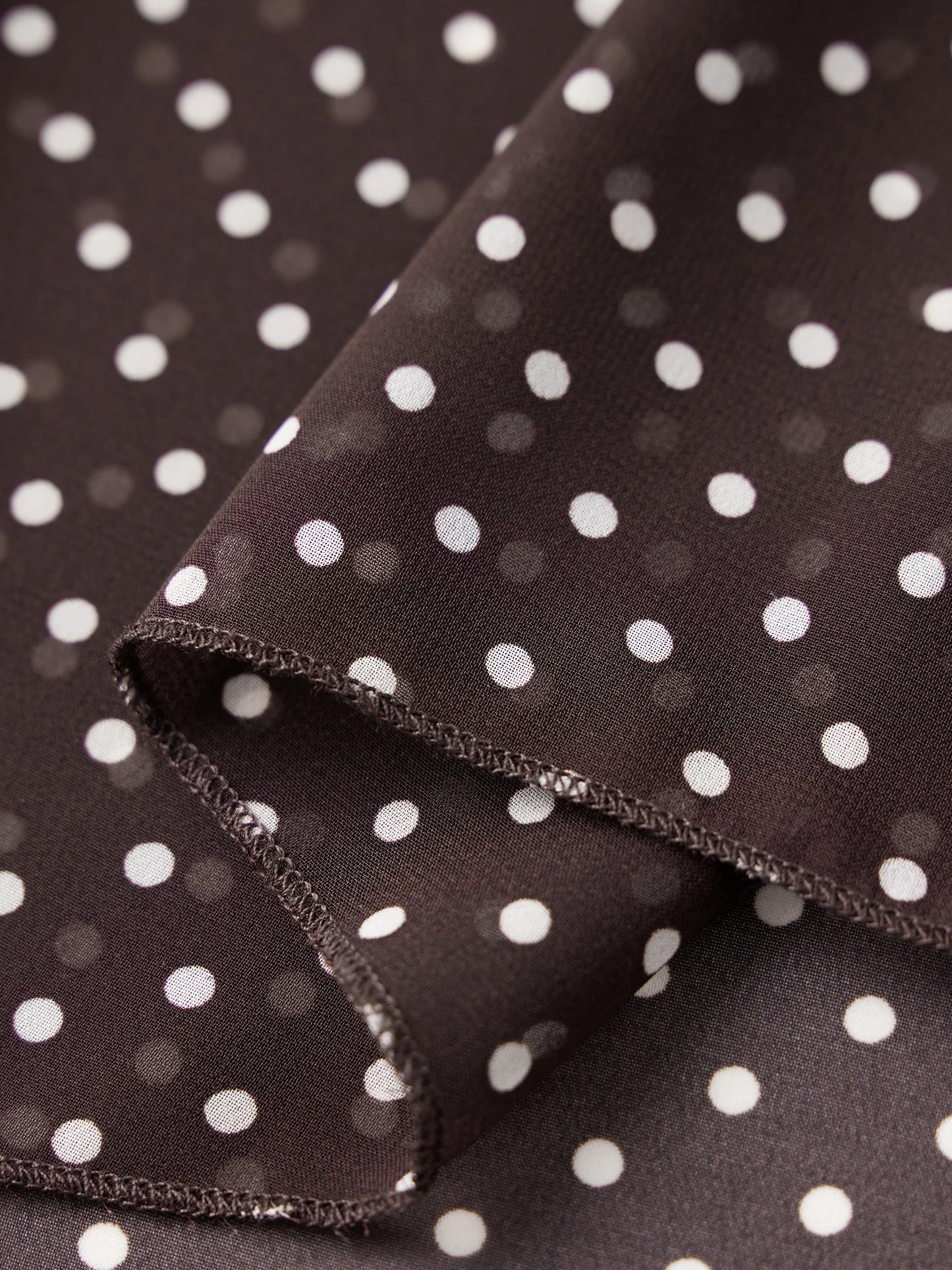 Elegant Irregular Blouse with Tie Up Mock Neck Chiffon Dots Print for Women