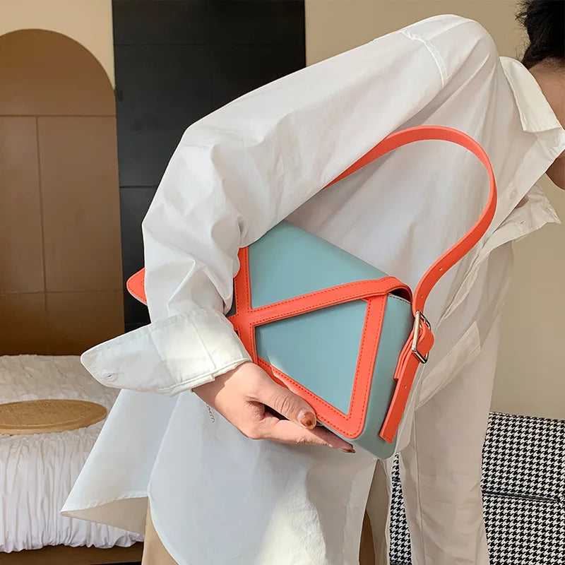 Panelled Trapezoid Shoulder Bag