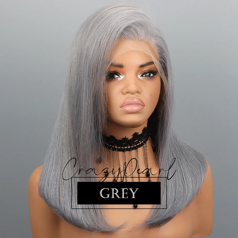 Salt And Pepper Gray Human Hair Bob Wig for Women