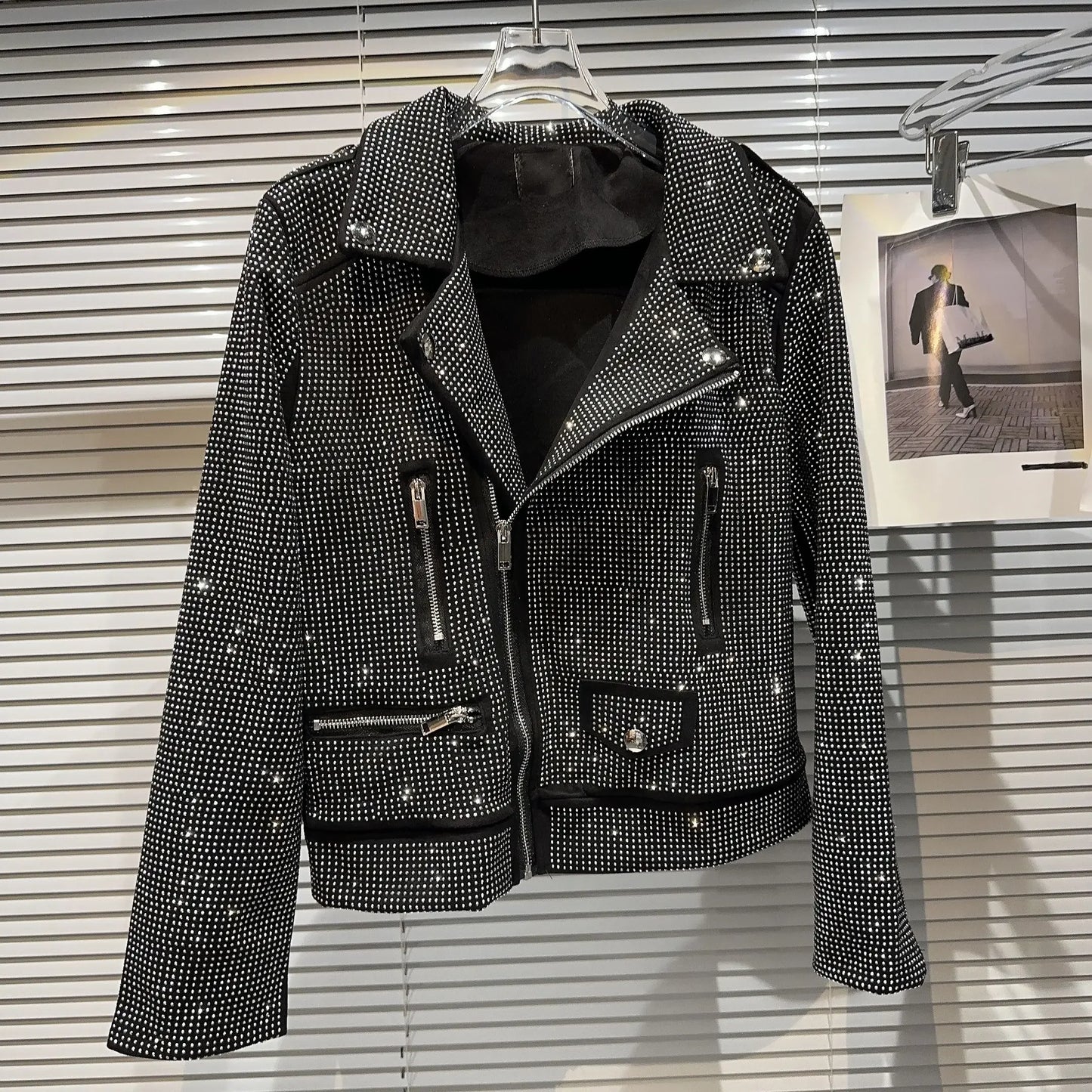 Sequined Embellished Zip Front Bomber Jacket For Women