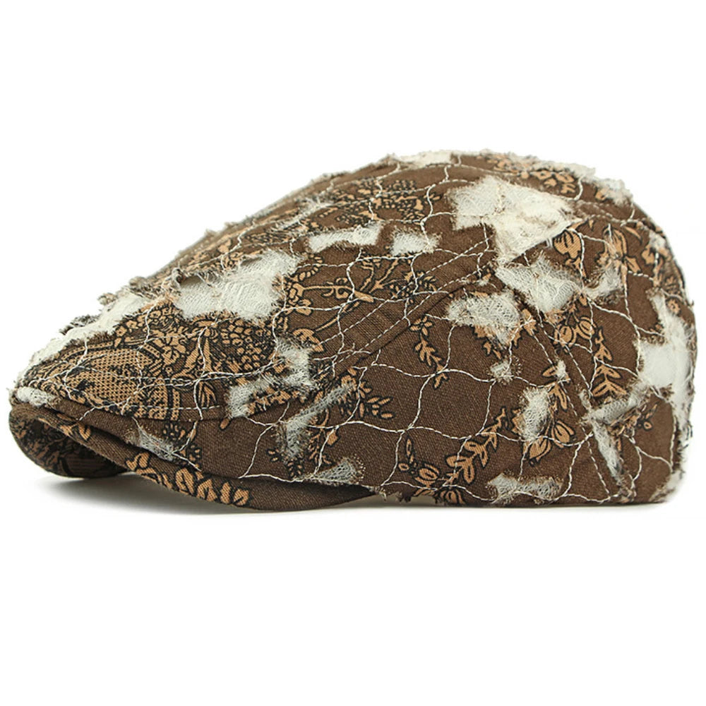 Spring Summer Floral Lace Mesh Beret Hat for Women