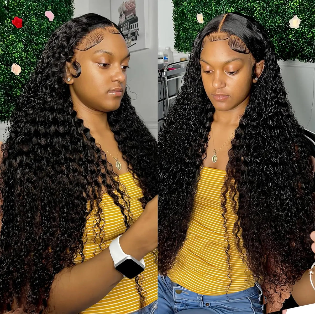 Long Jerry Curly Lace Front Human Hair Wig for Women