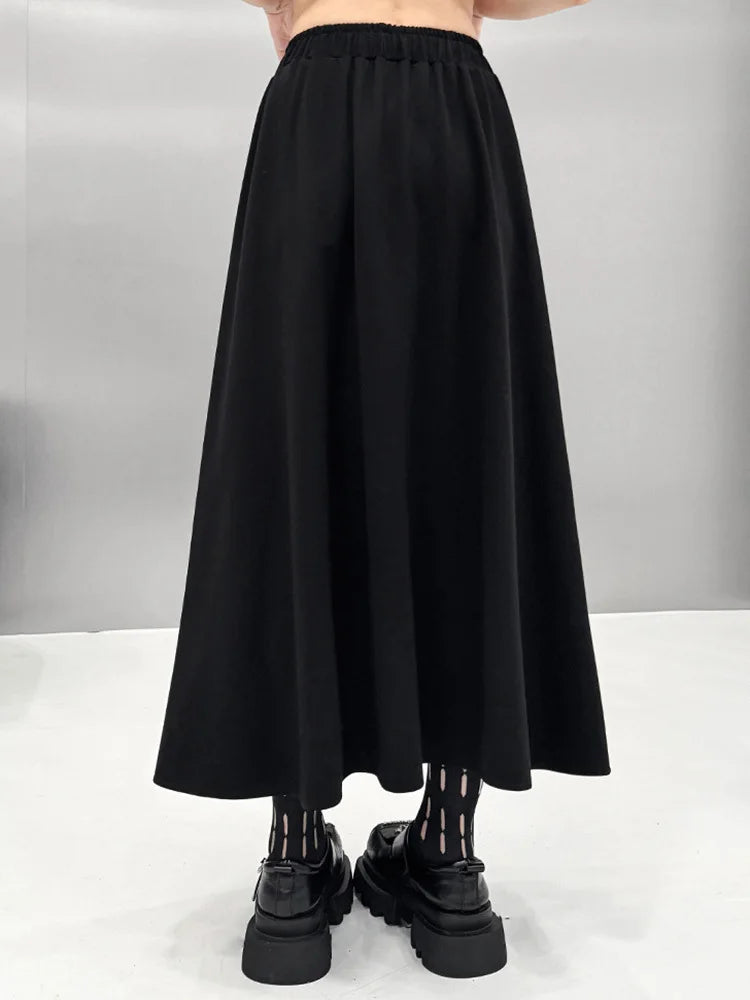 [EAM] Black Sweatshirt Half-body Skirt Two Pieces Suit New Turtleneck Long Sleeve Women Fashion Tide Spring Autumn 2025 1DH8611