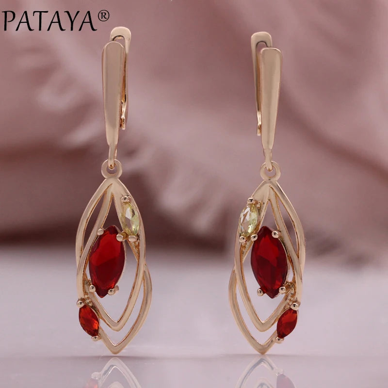 Pomegranate Red Zircon Drop Earrings