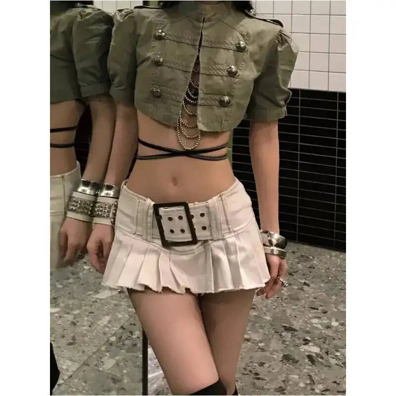 ANJY Summer New Women American Style Vintage Fashion Slim Fit Denim Short Jacket Stand Collar Puff Sleeve Washed Ins Coat A24293